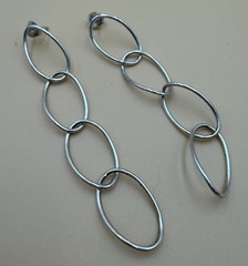 Four Hoop Circles Dangle Earrings 925 Sterling Silver Handmade 3” Long