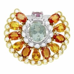 Stunning Multi Shape & Multi Color 13.65CT Gemstones Fabulous Flower Fine Ring