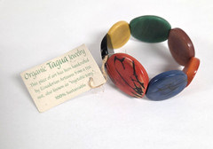 Tagua Nut Flower Design Bracelet Multi-Color 6″ Wrist Equador Vegetable Ivory