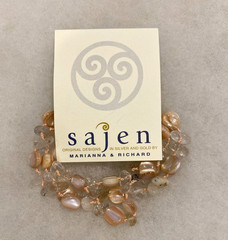 Sajen Pink Shell and Rutilated Quartz 3 Strand Bracelet – 8 Inches Long