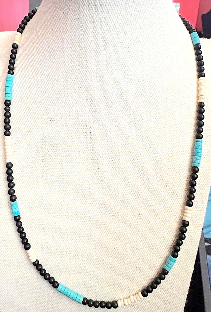 22.5″/Turquoise/Black Onyx/White Howlite/Gemstone Necklace (OTWH-60)
