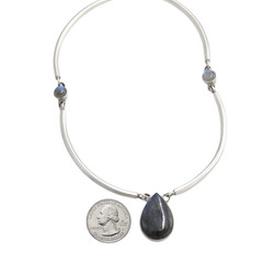 Vintage Labradorite Sterling Silver Collar Necklace 22-Inch