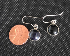 Natural Black Onyx Dangle Earrings 925 Sterling Silver 1″ Drop 11mm Diameter