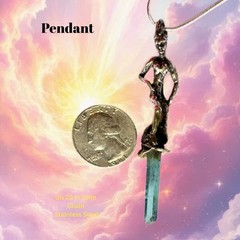 Nude Lady Worrier Pendant With Blue Quartz Crystal 925 handcfafted by JKL 817