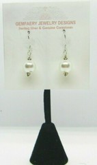 Sterling Silver White SHELL PEARL Gemstone Dangle Earrings #2114…Handmade USA