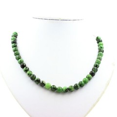 Epidote Bead Necklace From Australia 8 Mm Steel Chain