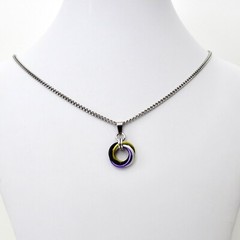 Nonbinary pride pendant, chainmail love knot handmade by TattooedAndChained