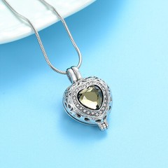 Birthstone Heart Urn Necklace for Ashes Crystal Cremation Jewelry W/vial Jewelry