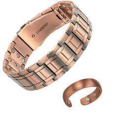 Men Bracelet 99.99% Copper Bracelet Terapia magnética Adjustable magnets