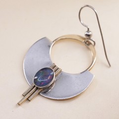 Vintage PJP gold filled two tone sterling silver, modern 925 disc fire opal