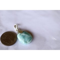 True Caribbean Sky Blue Larimar 925 Sterling Silver Freeform Pendant 40mm