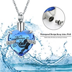 Crystal Cremation Jewelry for Ashes – Heart Urn Pendant Memorial Ashes Necklace