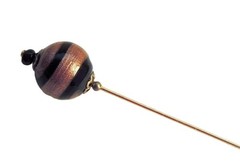 3″ Hat-Stick-Lapel Pin Black-Metallic Rust Bead Bronze-tone Findings NBZ279
