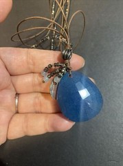 Retired Silpada INDIGO MOOD Blue Quartzite Abalone & Seed Bead Necklace N2227