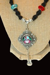 Steal Your Face Grateful Dead and Guitar on a 20″ Black Handcrafted Hemp Choker