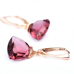 Handmade Wire Wrapped Lab Made Kunziite Earrings 14k Rose Gold Filled