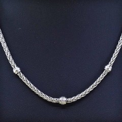 16”, vintage Italian ZRW sterling silver 925 wheat chain necklace with diamond