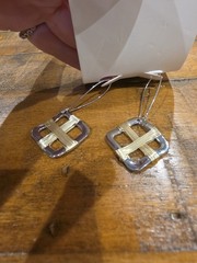 HANDMADE Spunky Soul Silver with Gold Wire Dangle Earrings