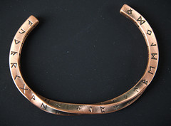 Viking Twist Cuff Bracelet: Stainless Steel, Copper Nordic Runes
