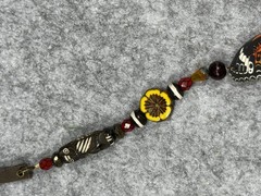 Beaded Necklace Butterfly Pendant Leather Strap Horse Hair Tassel Carved Totem