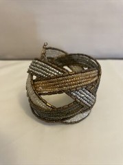 Beaded multi wire flexible cuff bracelet. handcrafted