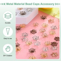 200-Pack 13mm x 3.5mm ( W x H ) Bead End Caps Flower Stamen [Red Gold]