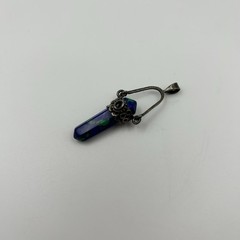 Sterling Silver 925 Blue Green Stone Point Pendant Boho Crystal Chakra