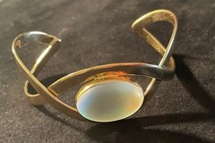 Charles Albert Multi-Color Luminite Infinity Gold-Tone Cuff Bracelet. Signed