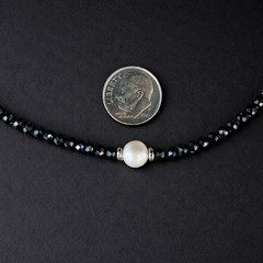 AAA Black Spinel Gemstone Necklace with Center Potomac Pearl-Select your length!