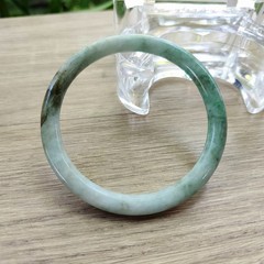 Burmese Jade Bangle: Donut Shape, Light Green Gray Natural Jadeite (59.4 MM)