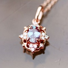 Lab Grown Moissanite and Color Change Alexandrite Pendant Solid 14k Rose Gold