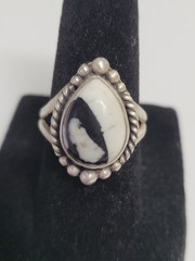 White Buffalo – size 7 Ring – SS 925 – handmade – full silver back