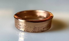 Japanese Ring, 10 Yen Japan Coin Ring: Handmade Bronze Jewelry Sizes 5-12