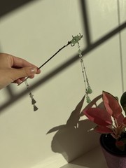 Vintage Chinese Style Green Stone Hair Stick Tassel Hanfu Hair Pin