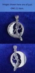 925 Sterling Silver Carved Mermaid With The Half Moon Pendant 25pt442