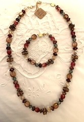 Holly Yashi Carla Necklace & Bracelet Set Fall Colors Rare New