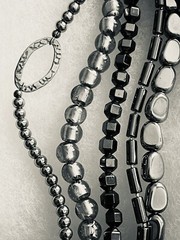Silpada 5 Strand Hailstone Hematite Foil Glass Bead .925 Sterling Necklace N1936