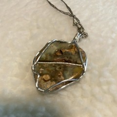 Hand Wire Wrapped Jasper Necklace. Split stone Found, Cut, Polished by Artist