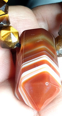 Carnelian Stone with Tiger eye faceted beads handmade adjustable necklace.