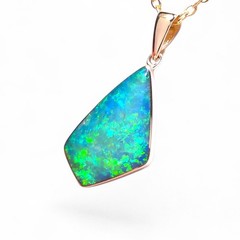 Verde Royale’ Genuine Australian Opal Pendant 14k Gem Gift 7.8ct O89