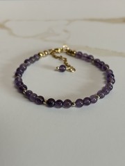 Amethyst 4mm Natural Gemstone Beaded Bracelet Dainty Handcrafted Jewelry