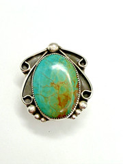 Sterling Silver Scarf Slide Bolo Slide Royston Turquoise Southwestern Style