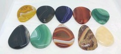 10 Gemstone Pendant Lot Set of 10 Cabochon dyed drilled no bail jasper agate pol