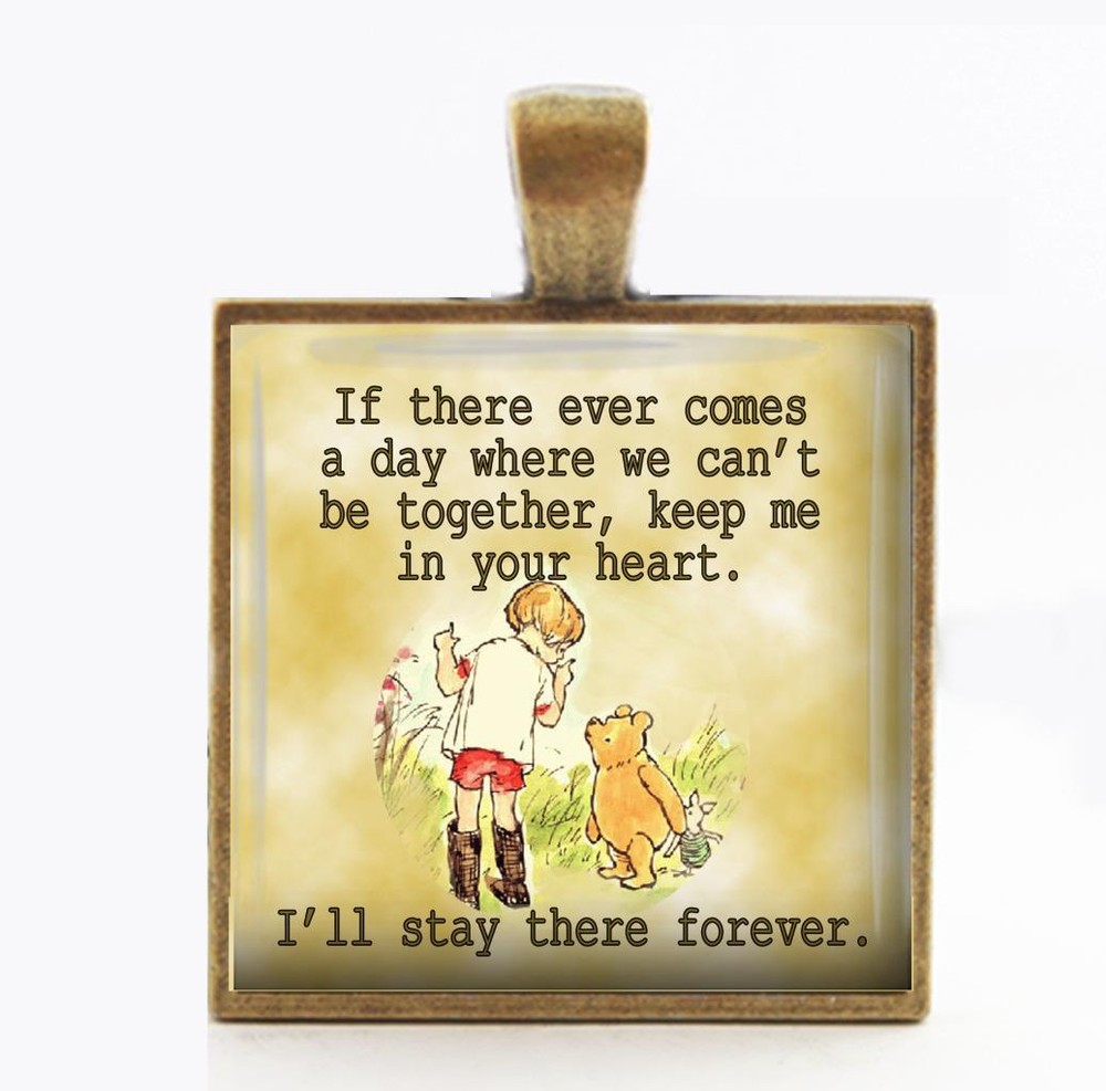 Keep Me In Your Heart Winnie-the-Pooh Love Quote Glass Top Charm Handcrafted