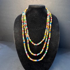 Handmade Recycled Paper Bead Necklace Multicolor Boho Layering Long Strand 86″