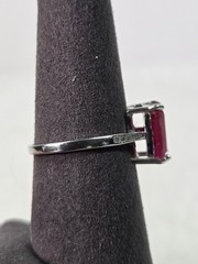 Sterling Silver 925 Ruby Red Ring Size 7.5 Jewelery
