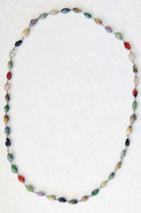 Mexico gemstone bead in silver wire frame long necklace, 127 gr.