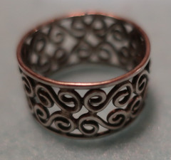 Sterling Silver Filagree Artisan Ring, Size 10 3/4; Made in USA by Peggy Johnson