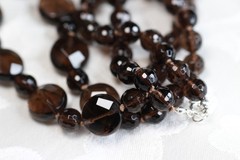 Smoky Quartz Necklace 14mm Coin Natural Gemstone Silk Knotted Hand Tied 22″