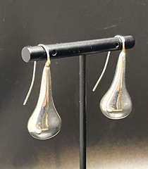 925 Sterling Silver Puffer Teardrop Alpaca Pierced Earrings